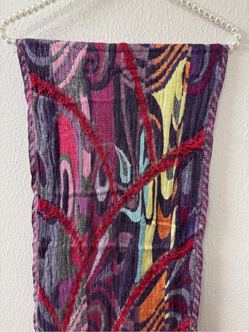 Colorful Abstract Pattern Fringe Scarf - Picture 6 of 9
